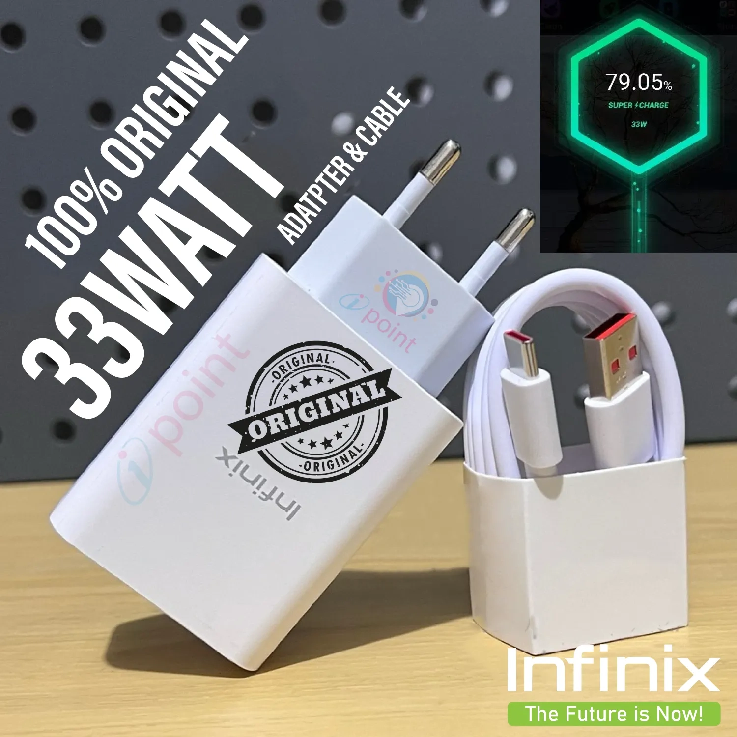 Infinix Charger 33w with USB Type C Cable