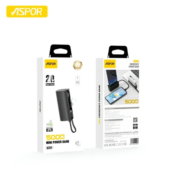 Aspor A351 2in1 Portable Power Bank 5000mah