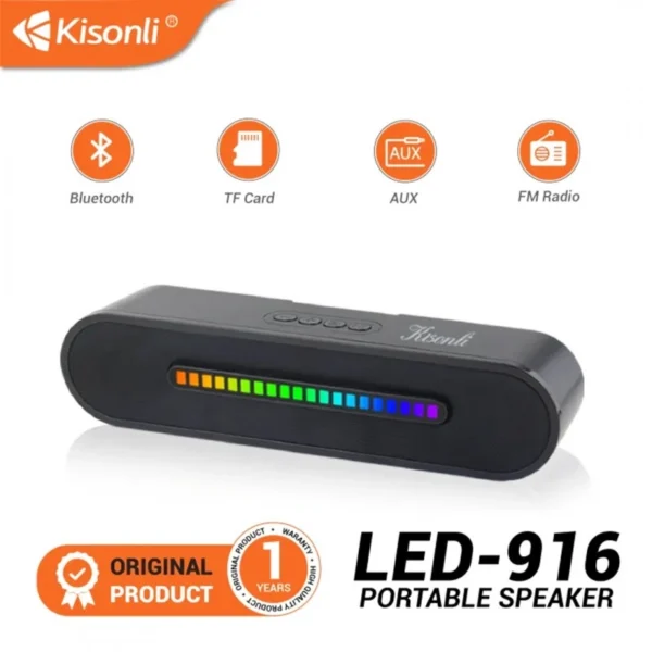 Kisonli Wireless Bluetooth Longbar Speaker Led-916