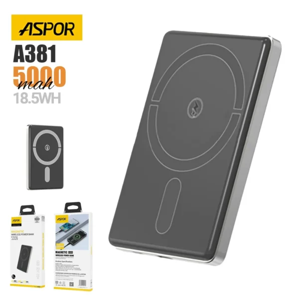 Aspor A381 Wireless MagSafe Power Bank 5000mah