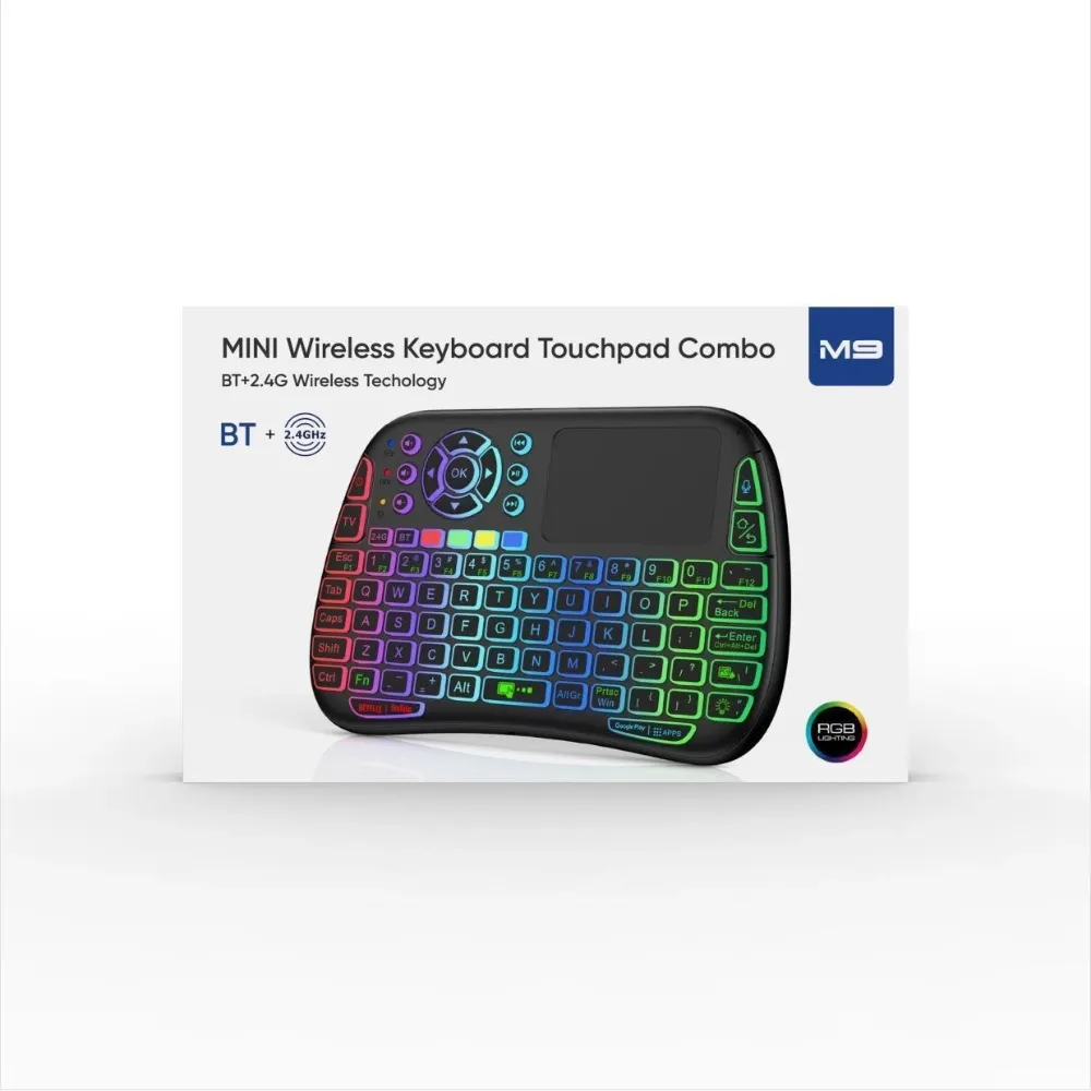 M9 Wireless Bluetooth Mini Keyboard 7 Color Backlit