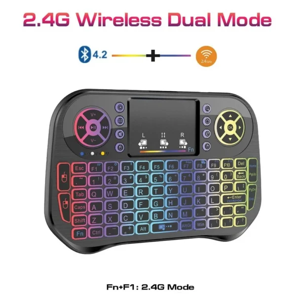 I10 Mini Wireless Bluetooth Touchpad 7 Color Backlit