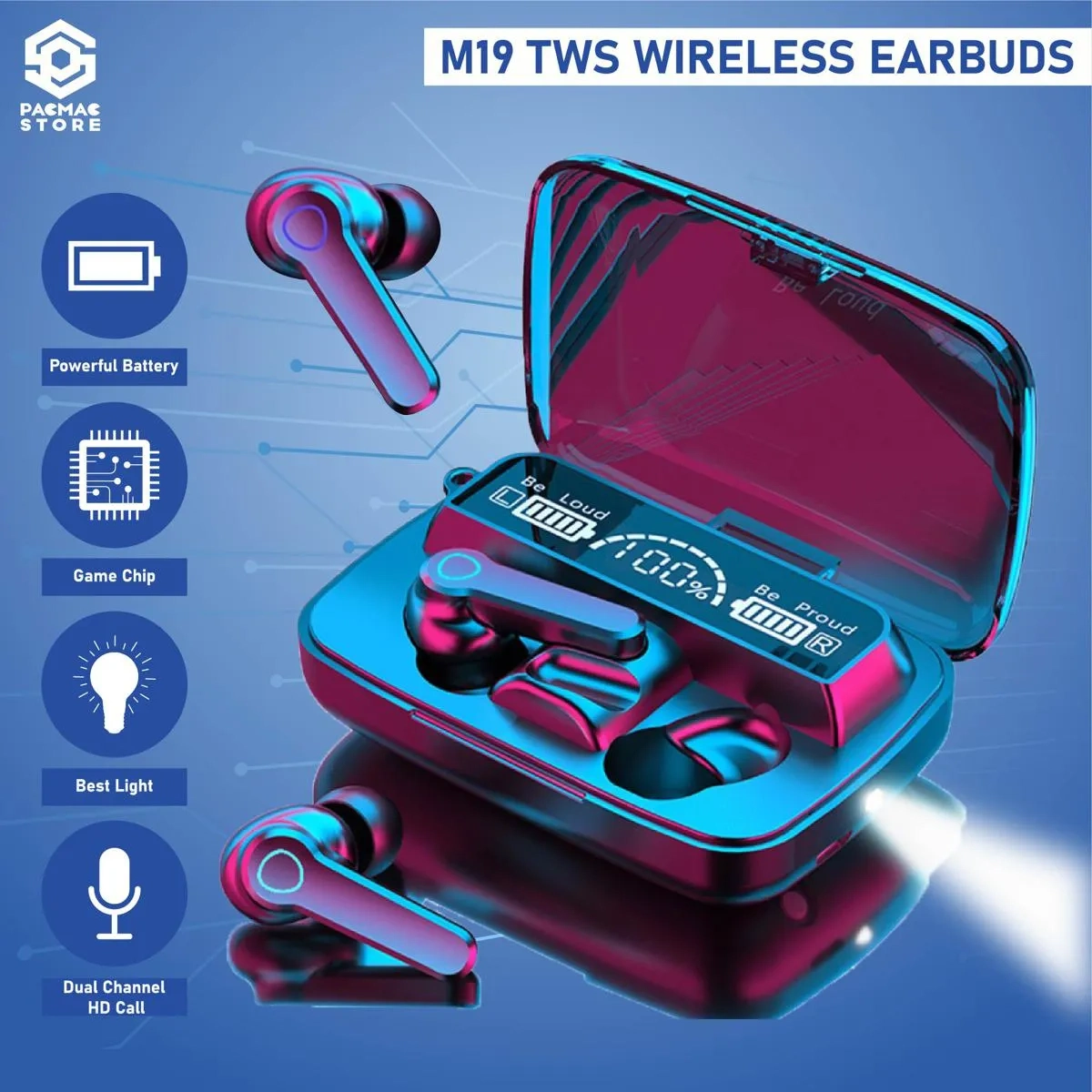 M19 Pro TWS Wireless Bluetooth Earbuds