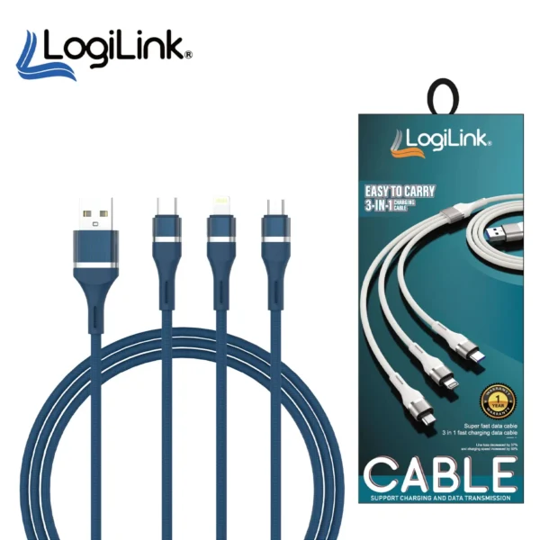 Logilink 3in1 Usb Data Cable 6A Fast Charging