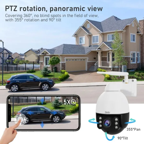 PTZ Camera Wifi Outdoor with Colored Night Vision Ip66 5x with 10 LED lights