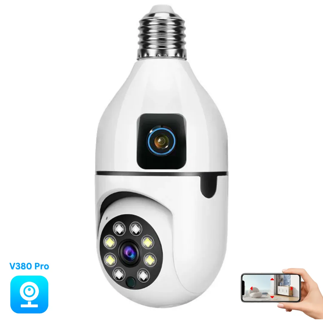 Mini PTZ Bulb Camera Dual Lens Full HD with Bulb E27 Socket v380