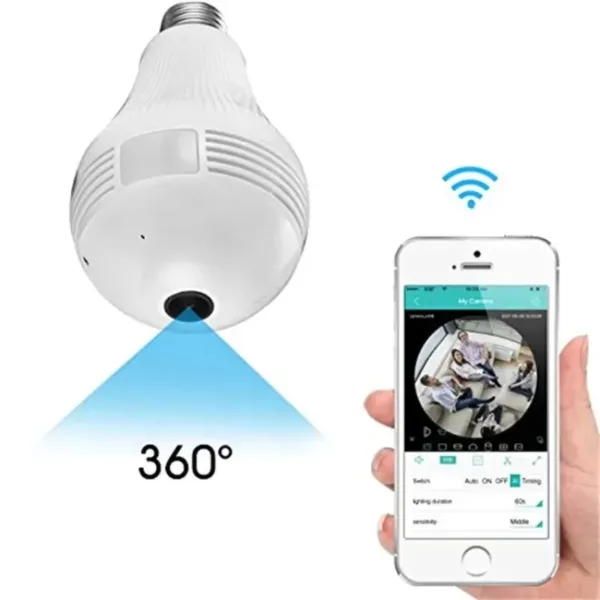 IP Wireless Panoramic Bulb Camera 2MP 1080P HD V380 Pro App