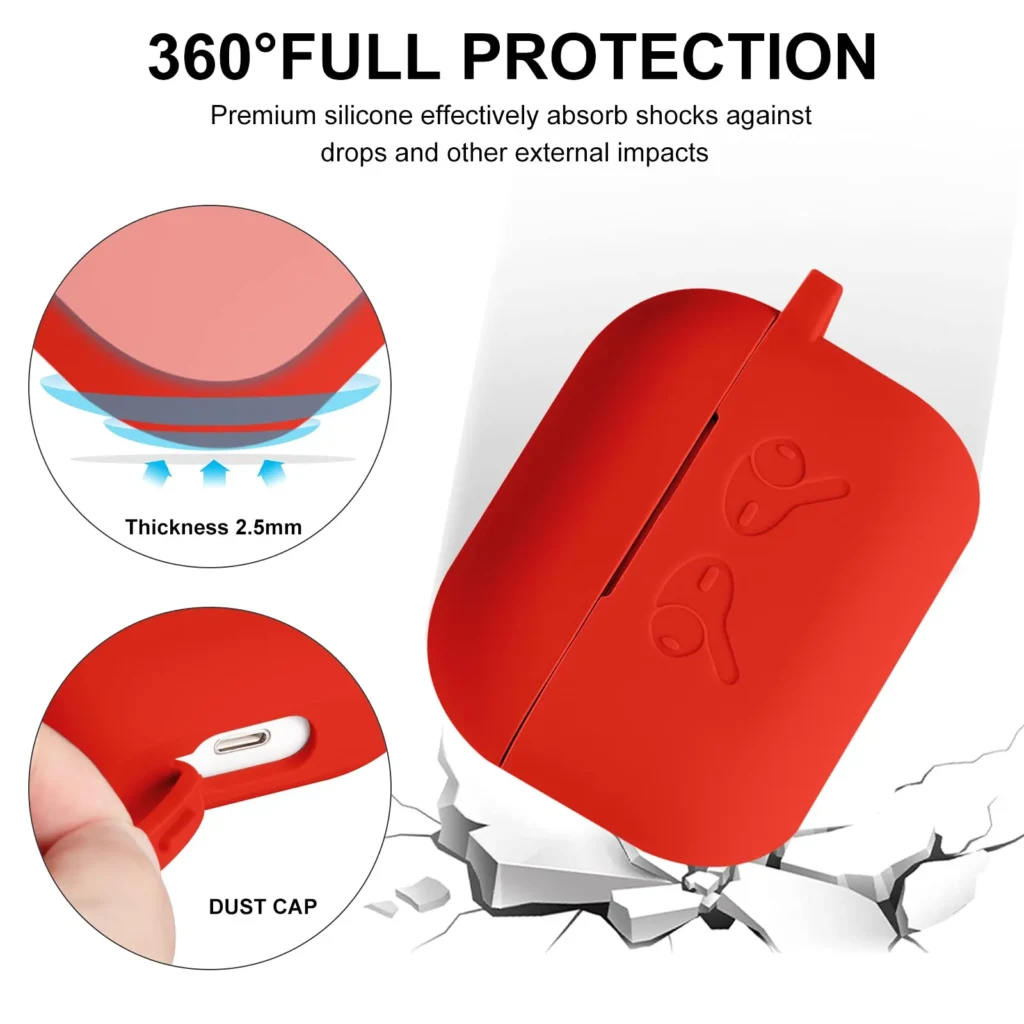Apple Airpods Pro 2nd Generation Silicone Case with metal Clip